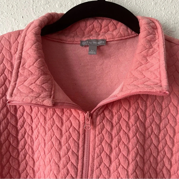 TALBOTS QUILTED JACQUARD ZIP MOCKNECK PULLOVER SIZE LARGE PETITE - Picture 3 of 8
